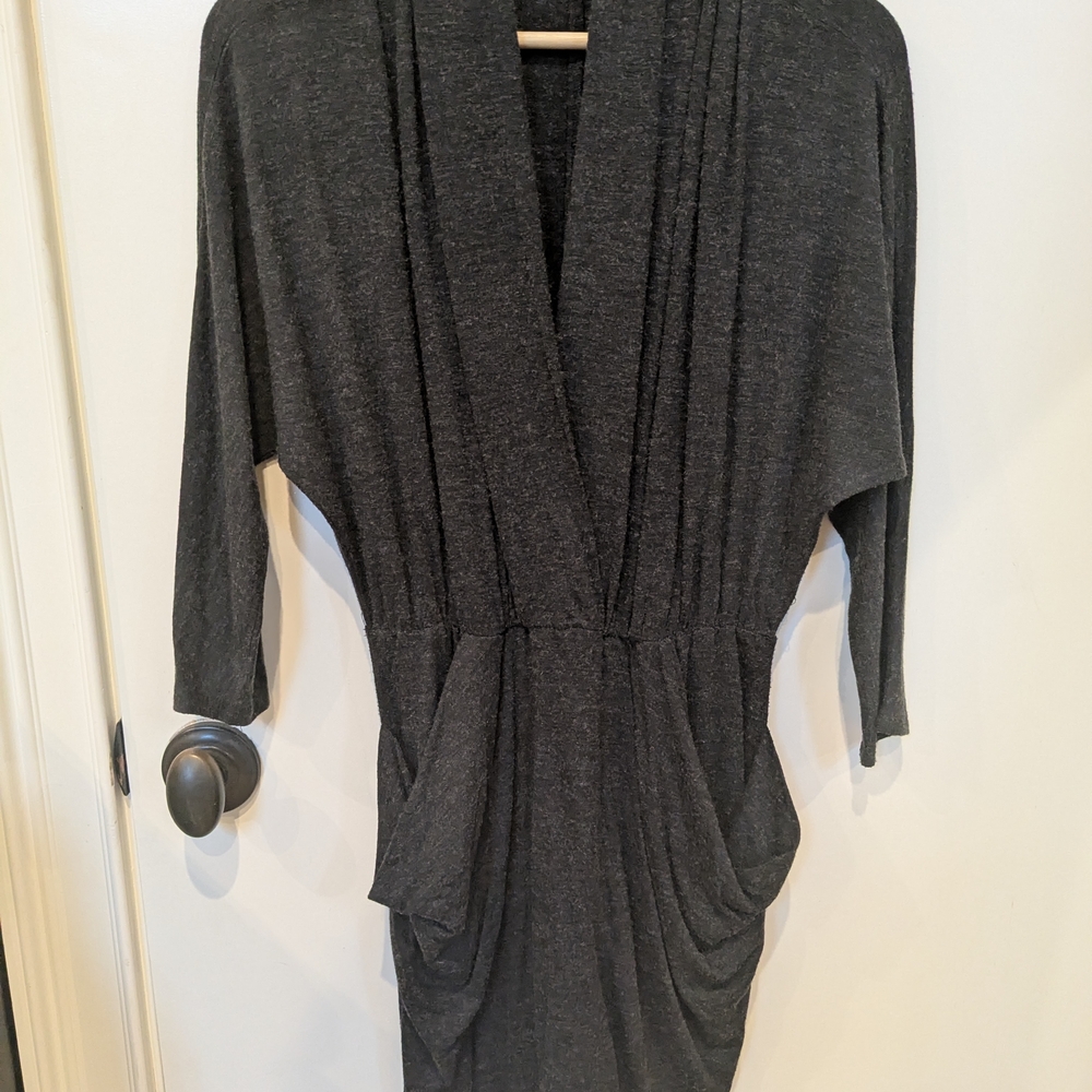 Charcoal Gray Draped Dress